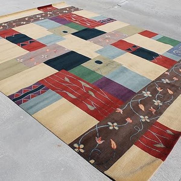 thamelmartUSA RSG16 Exclusive Handmade Modern Tibetan Woolen Area Rug 9 Ft X 12 Ft Made in Nepal