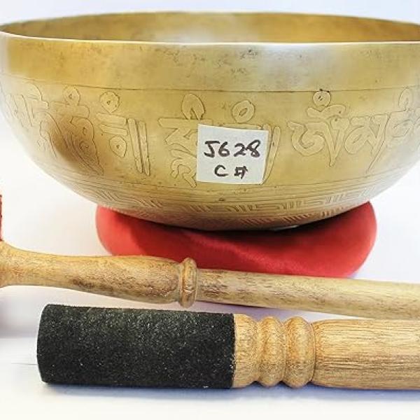 J628 8.75" Energetic Root 'C#' Chakra Healing Hand Hammered Tibetan Singing Bowl Made in Nepal