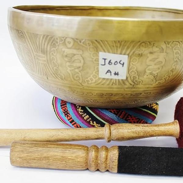 J604 10" Energetic Third 'A#' Chakra Healing Hand Hammered Tibetan Singing Bowl Made in Nepal