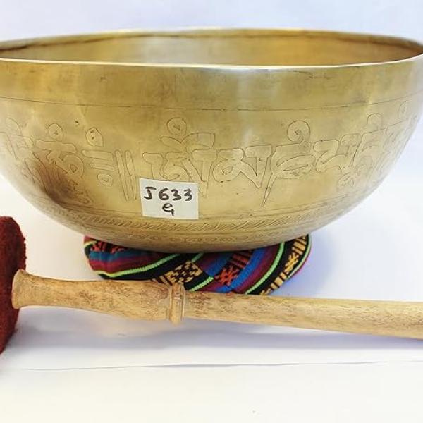 J633 10.5" Energetic Throat 'G' Chakra Healing Hand Hammered Tibetan Singing Bowl Made in Nepal