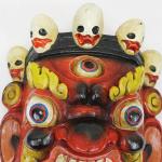 F723/1027 Hand Crafted Wooden Mask of Hindu God Bhairab Mahakal Wall Hanging Made in Nepal