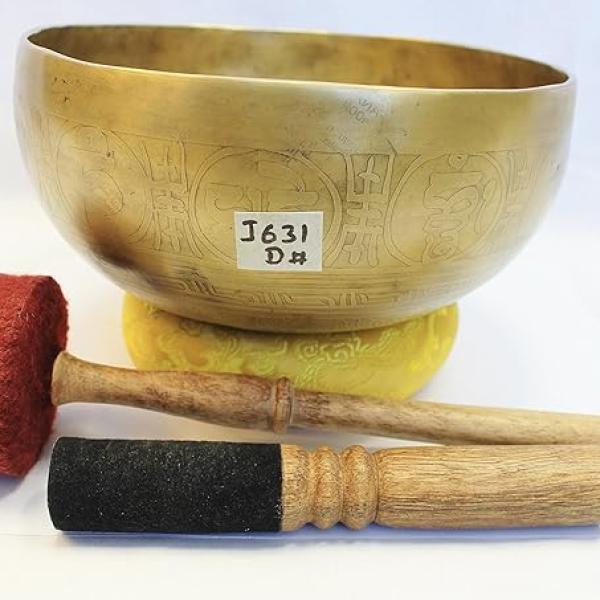 J631 8.0" Energetic Sacral D# Chakra Healing Hand Hammered Tibetan Singing Bowl Made in Nepal