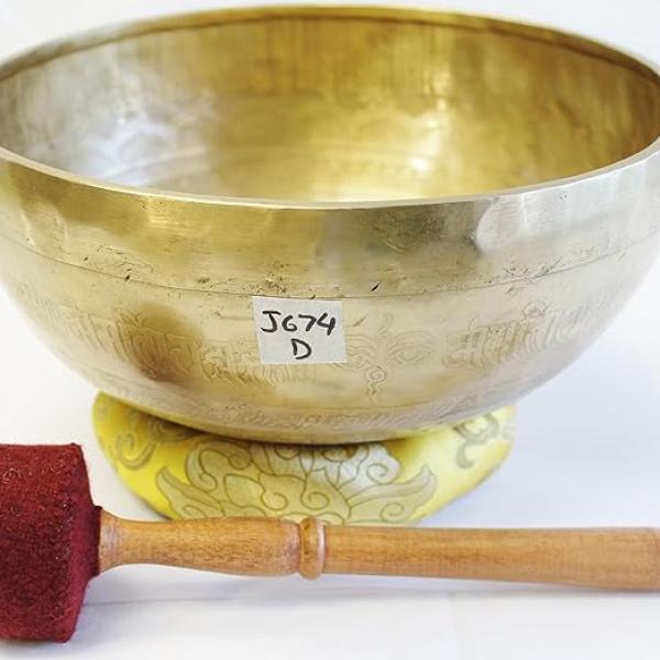 J674 9.5" Energetic Sacral 'D' Chakra Healing Hand Hammered Tibetan Singing Bowl Made in Nepal