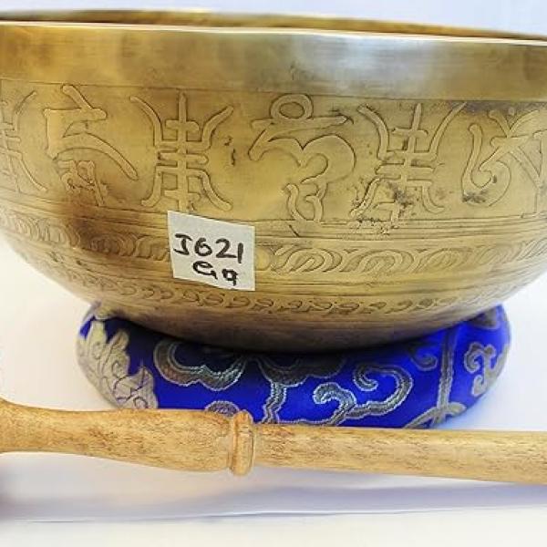 J621 10.75" Energetic Throat 'G#' Chakra Healing Hand Hammered Tibetan Singing Bowl Made in Nepal