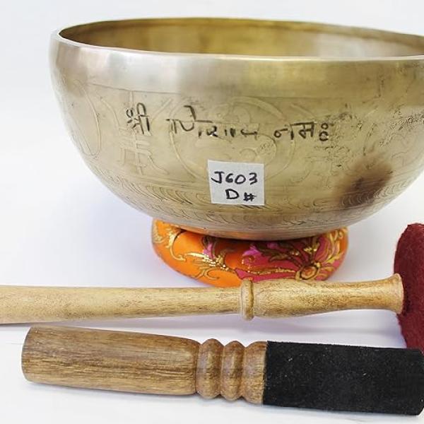 J603 9.25" Energetic Sacral 'D#' Chakra Healing Hand Hammered Tibetan Singing Bowl Made in Nepal