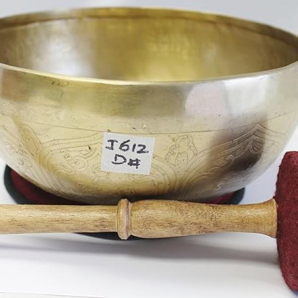 J612 8.25" Energetic Sacral D# Chakra Healing Hand Hammered Tibetan Singing Bowl Made in Nepal