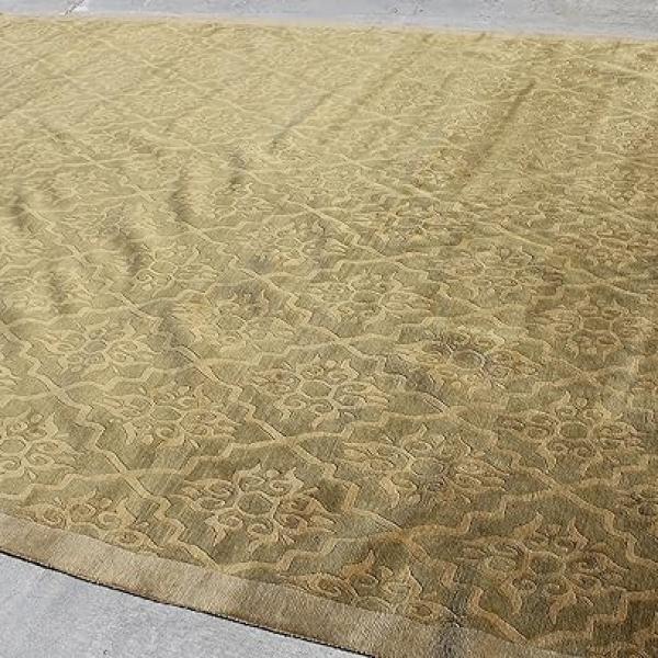 Thamel Mart RST403 Exclusive Handmade Tone on Tone Color Tibetan Woolen Area Rug 9 Ft X 12 Ft Made in Nepal