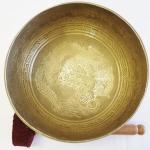 J721 8" Energetic Solar 'E'' Chakra Healing Hand Hammered Tibetan Singing Bowl Made in Nepal
