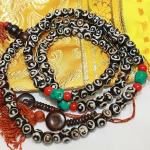 F719 Handmade Tibetan Bone Beads 108 Japa Mala for Meditation, Yoga 7-8mm Beads