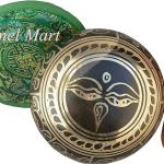 4" Exquisite Tibetan Singing Bowl Set for Meditation ~ Auspicious Eight Lucky Symbols, Buddha Eye