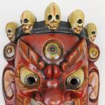 F1006/T467 Hand Crafted Wooden Mask of Hindu God Bhairab Mahakal Wall Hanging Made in Nepal