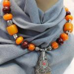 F666 Ethnic Huge Colorful Beads Tibetan Gypsy Necklace Hand Crafted in Nepal