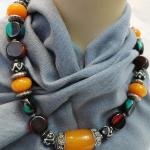 F668 Huge Colorful Beads Tibetan Gypsy Necklase Hand Crafted in Nepal