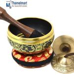 4 Inch Meditation Om Mani Padme Hum Peace Wooden Striker, Om Tingsha" & Cushion