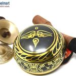 4 Inch Meditation Om Mani Padme Hum Peace Wooden Striker, Om Tingsha" & Cushion