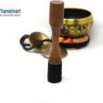 4 Inch Meditation Om Mani Padme Hum Peace Wooden Striker, Om Tingsha" & Cushion