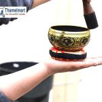 4 Inch Meditation Om Mani Padme Hum Peace Wooden Striker, Om Tingsha" & Cushion