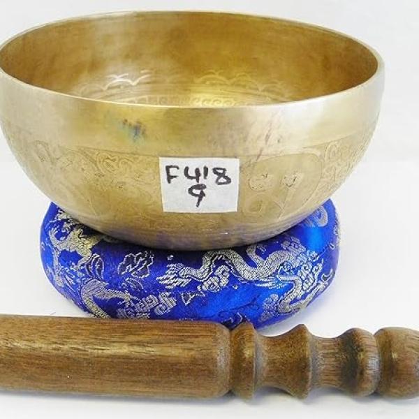 F418 6.25" Energetic Throat 'G' Chakra Healing Hand Hammered Tibetan Singing Bowl Made in Nepal