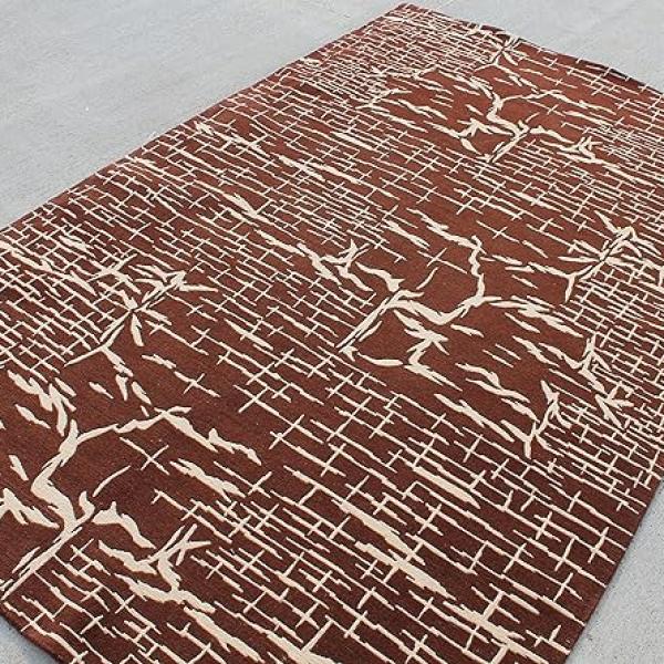 Thamel Mart R637 Gorgeous Chocolate Brown Color Tibetan Woolen Area Rug 5 Ft X 8 Ft Handmade in Nepal