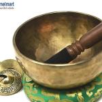 7 Inches Antique Finished Hand Hammered Tibetan Meditation Singing Bowl for Relaxing, Sound Bath, Mindfullness and Wellness - Mallet & Cushion Included - Handmade in Nepal