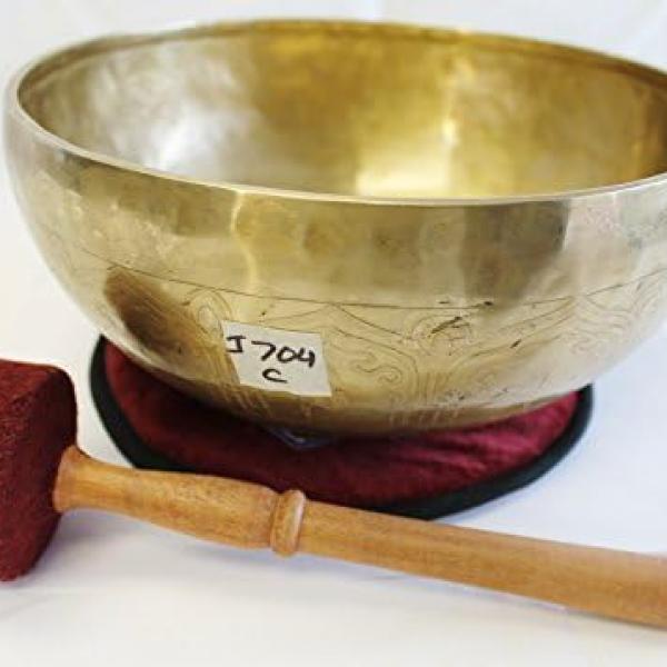 J704 9.5" Energetic Root 'C' Chakra Healing Hand Hammered Tibetan Singing Bowl Made in Nepal