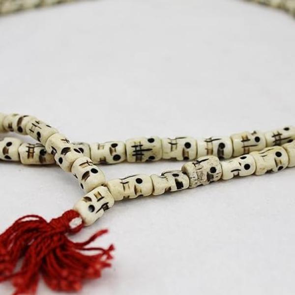 T512 Handmade Tibetan Bone Beads 108 Japa Mala for Meditation, Yoga 9-10mm Beads