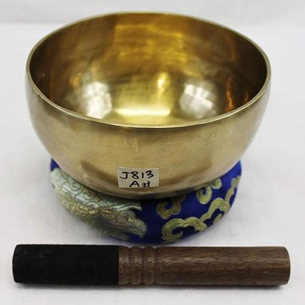 J813-F567 6.5" Energetic Third Eye 'A#' Chakra Healing Hand Hammered Tibetan Singing Bowl Made in Nepal