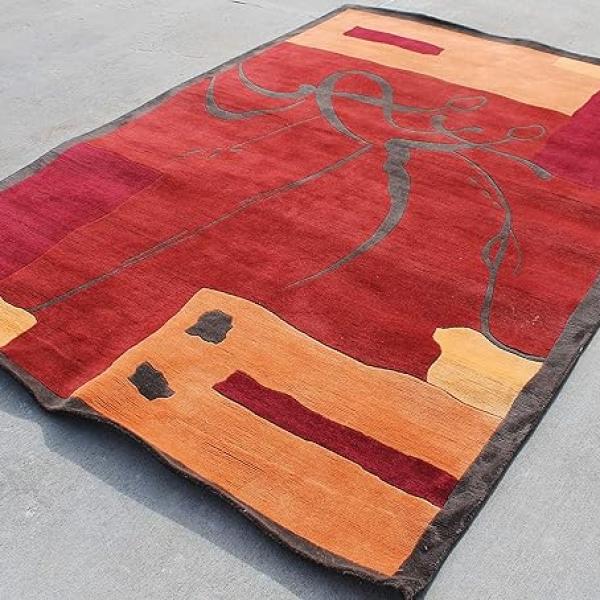Thamel Mart R18142-17523 Gorgeous Multi-Colored Contemporary Tibetan Woolen Area Rug 5 Feet X 8 Feet Made in Nepal