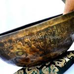 9.5 Inches Mantra Carved B Chakra Tibetan Meditation Singing Bowl, Handmade in Nepal by Thamelmart