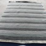 Thamel Mart R1458 Gorgeous Blue Color Stripped Tibetan Wool and Silk Area Rug 5.7' X 8' Handmade in Nepal