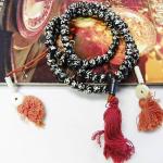 R162b Handmade Tibetan Bone Beads 108 Japa Mala for Meditation, Yoga 7-8mm Om Beads