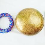 3.75 Inch Meditation Om Mani Padme Hum Peace Wooden Striker, Om Tingsha Cymbals & Cushion