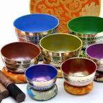 Chakra Healing Tibetan Singing Bowl Set~ Seven Chakra Color with Symbols ~Sizes from 2.5" to 5” for Meditation