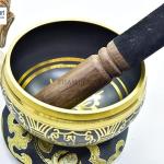 4" Tibetan Meditation Yoga Austomangal Singing Bowl Set with Mallet Cushion (Om Mantra-Tibetan)