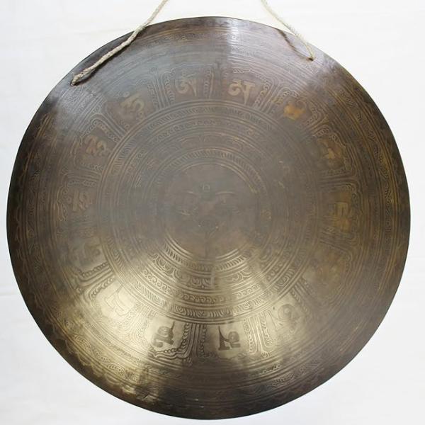 F618 21.75" Very Artistic Tibetan Monastery Temple Disc Gong Hand Made in Nepal