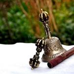 Tibetan Buddhist Meditation Bell and Dorje Set - Bell of Enlightenment from Nepal 7 Inches